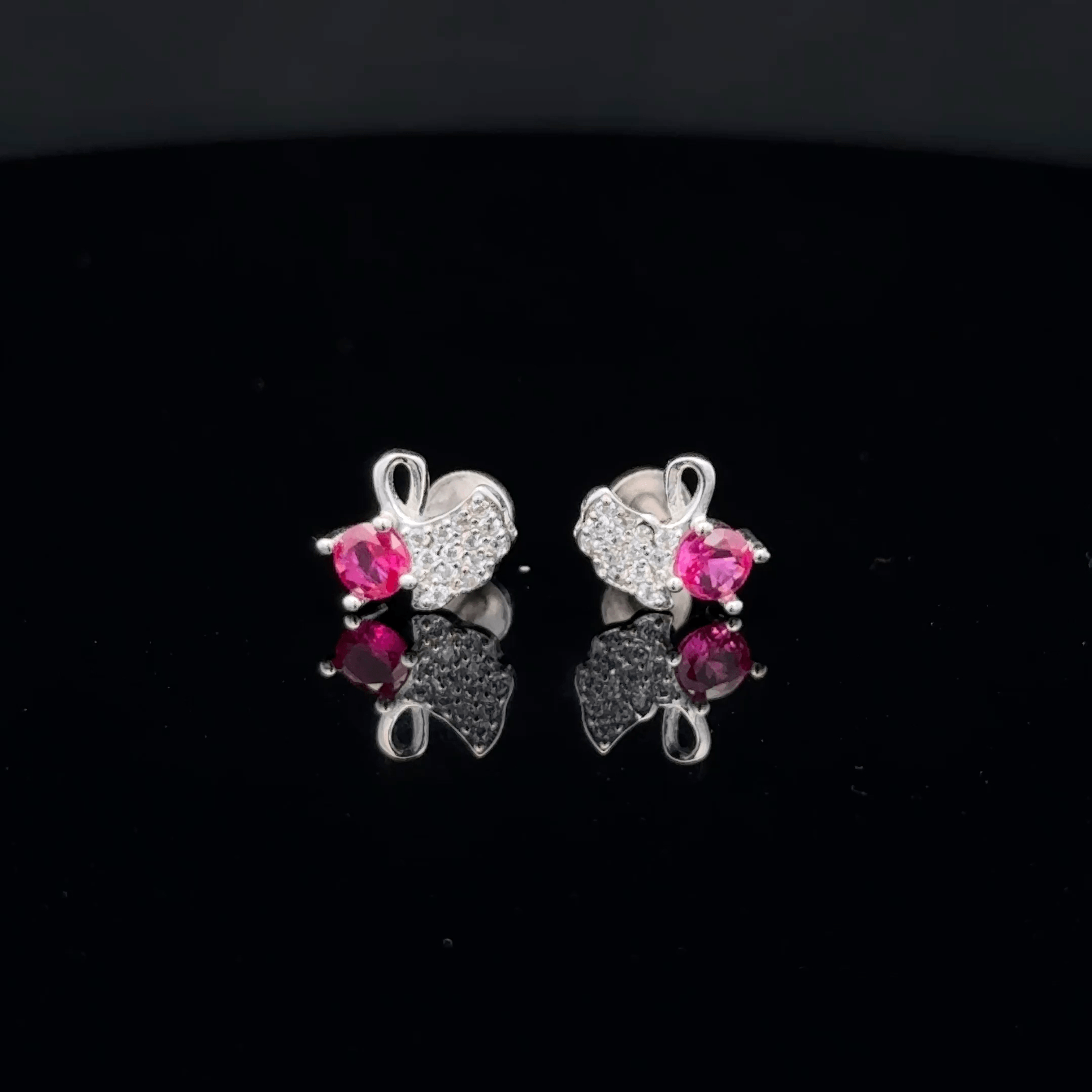 Pink Gemstone Swan Post Earrings