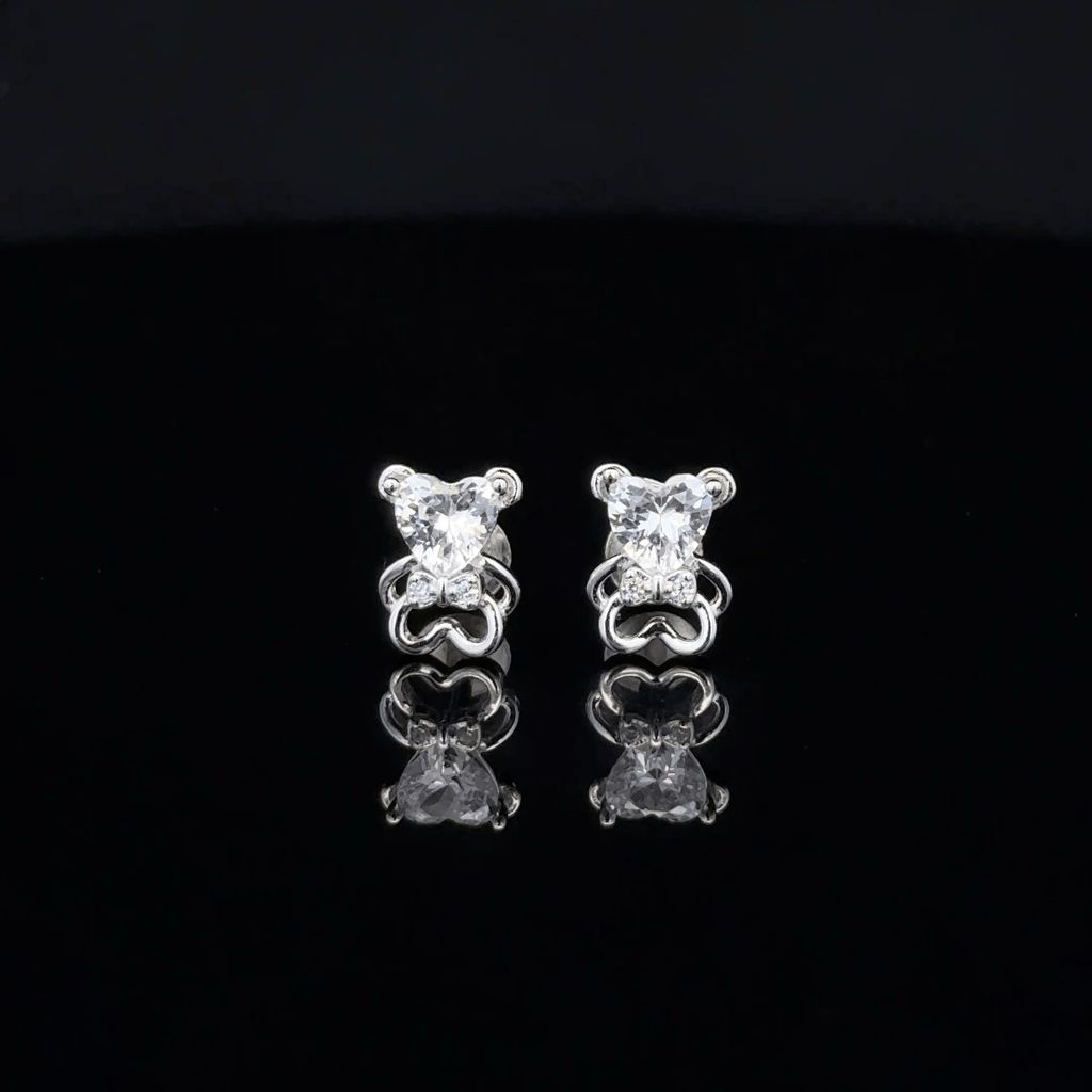 Teddy Bear Earrings with Heart Crystal