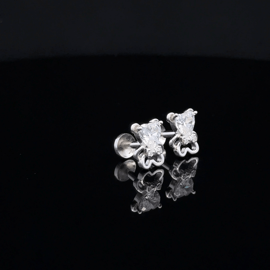 Teddy Bear Earrings with Heart Crystal