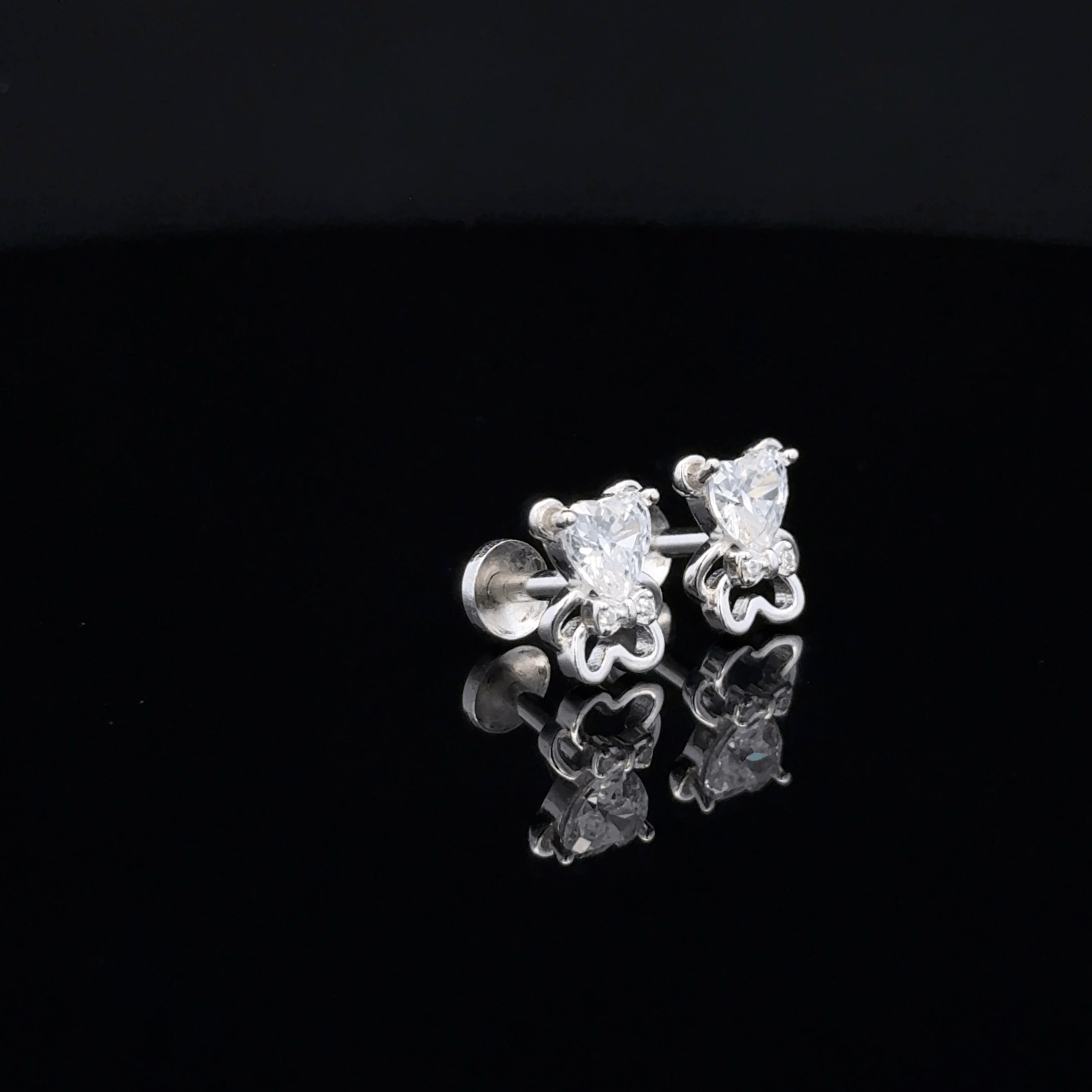 Teddy Bear Earrings with Heart Crystal