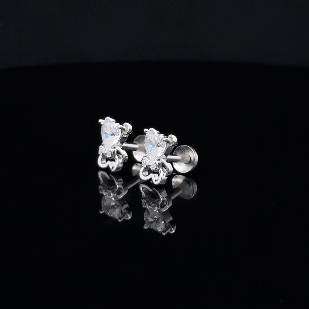 Teddy Bear Earrings with Heart Crystal