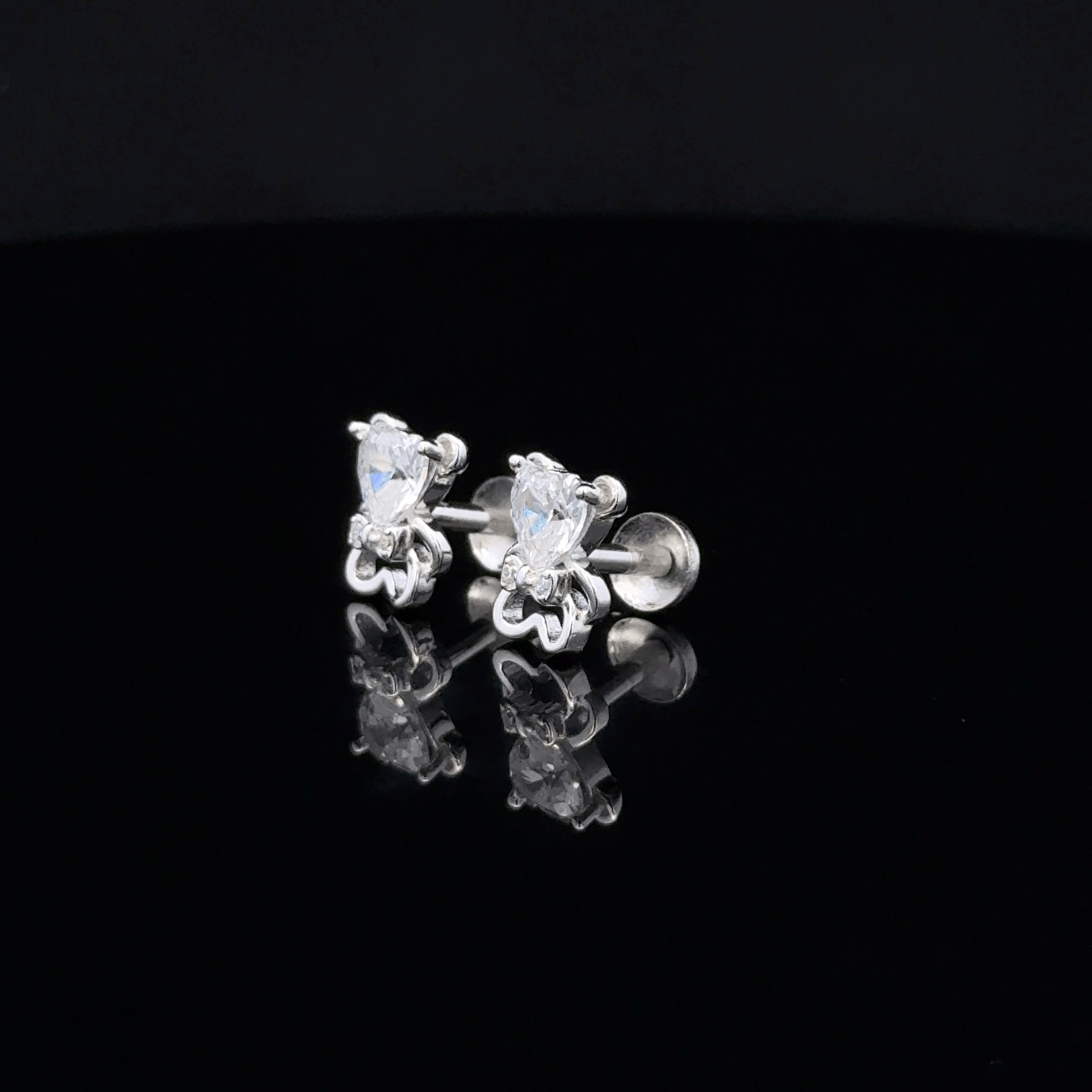 Teddy Bear Earrings with Heart Crystal