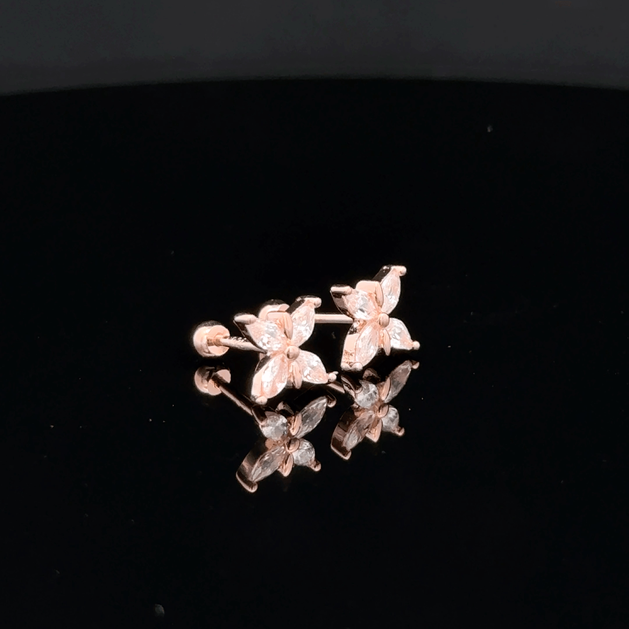 Rose gold Butterfly second stud