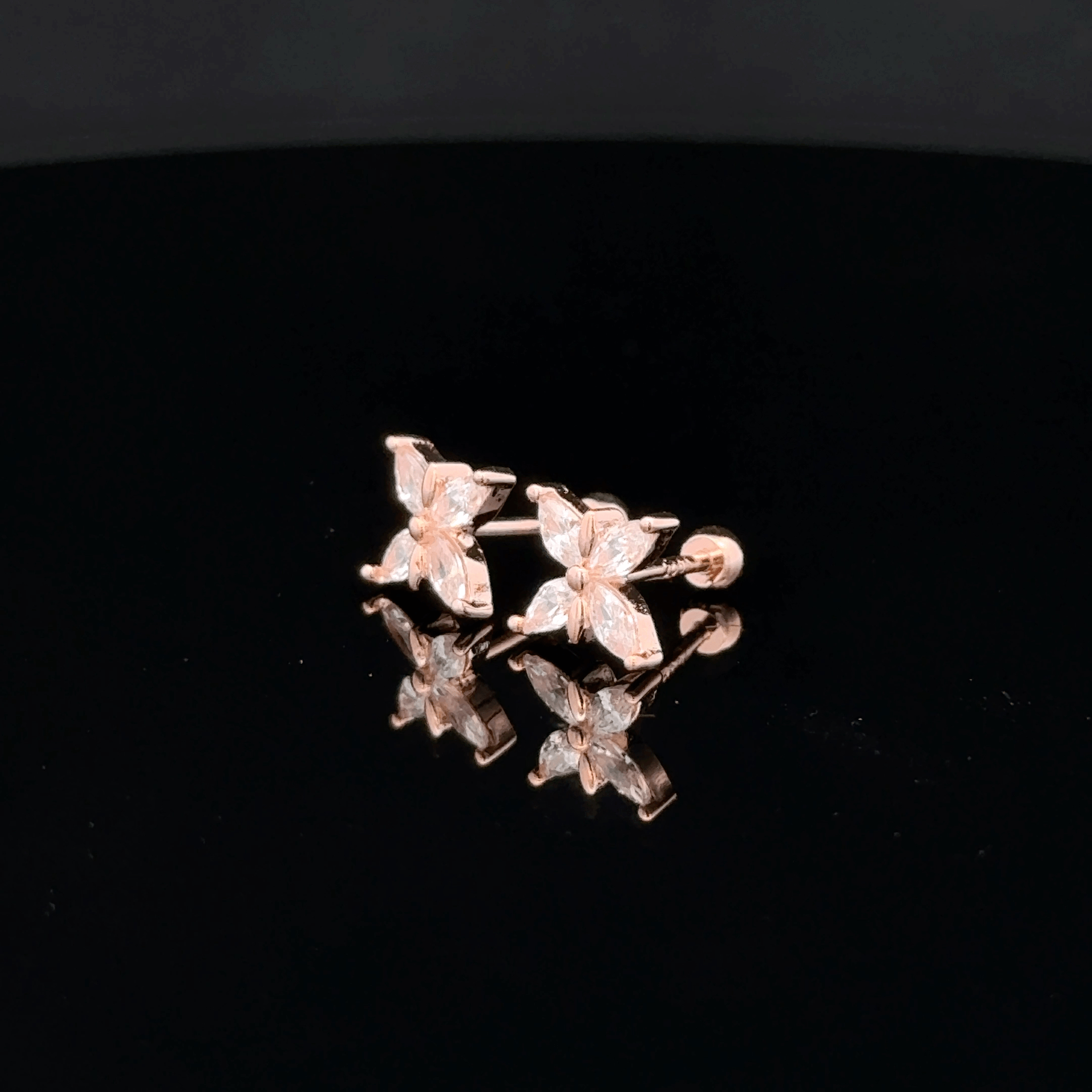 Rose gold Butterfly second stud