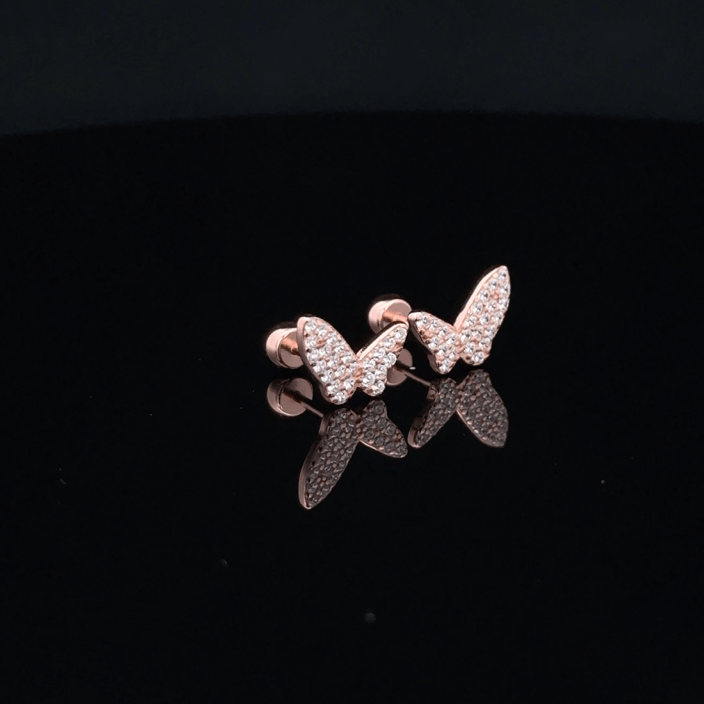 Rose gold Butterfly second stud