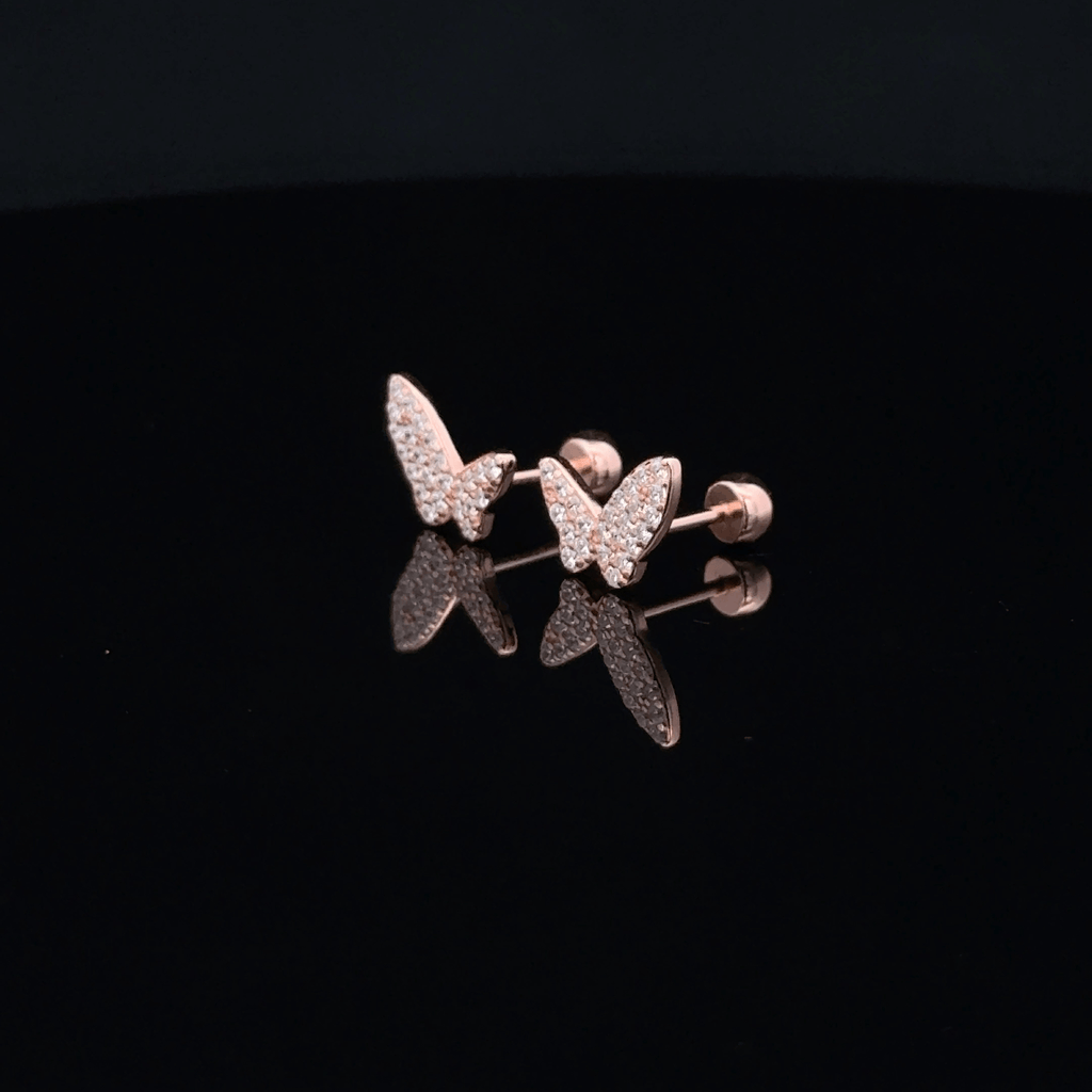 Rose gold Butterfly second stud