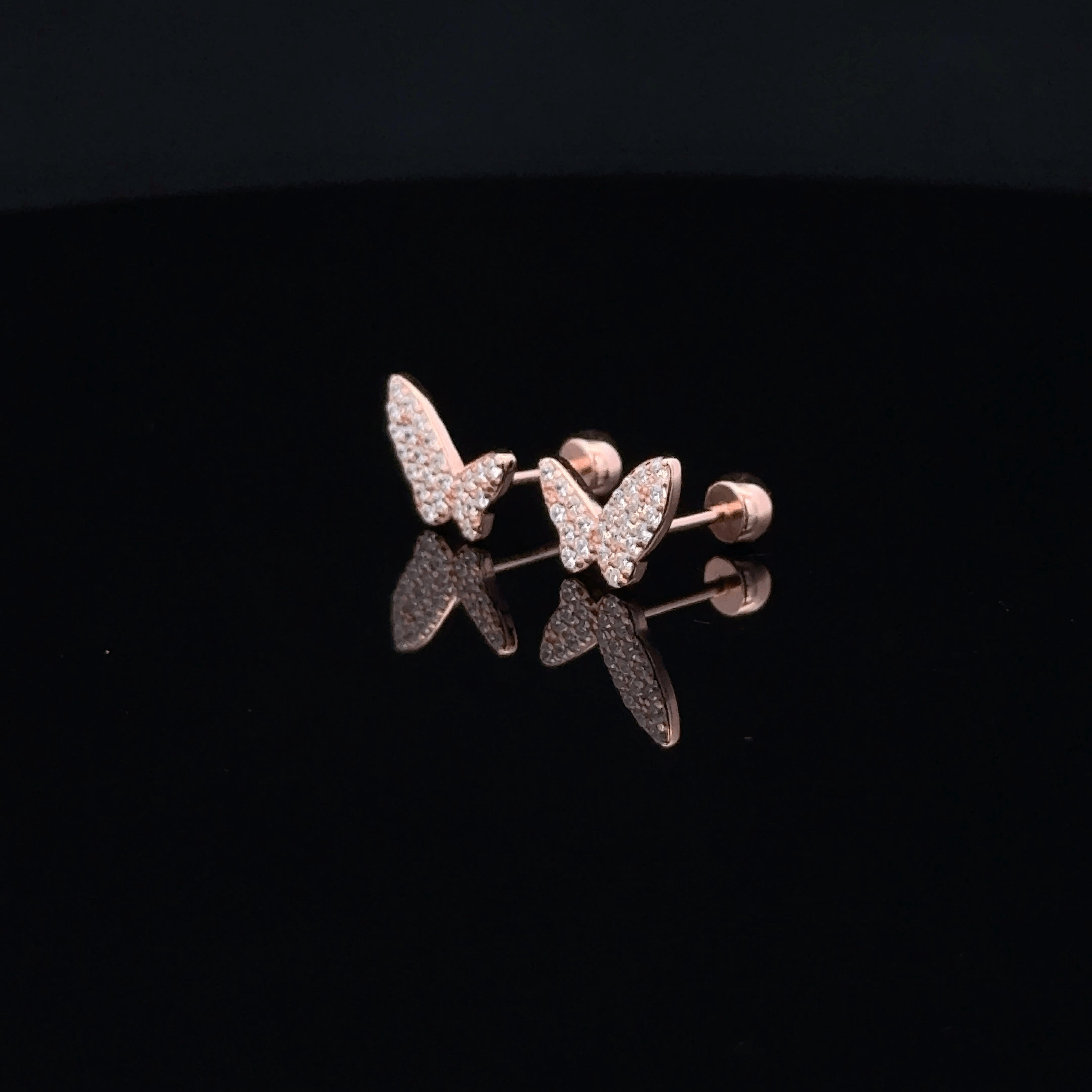 Rose gold Butterfly second stud
