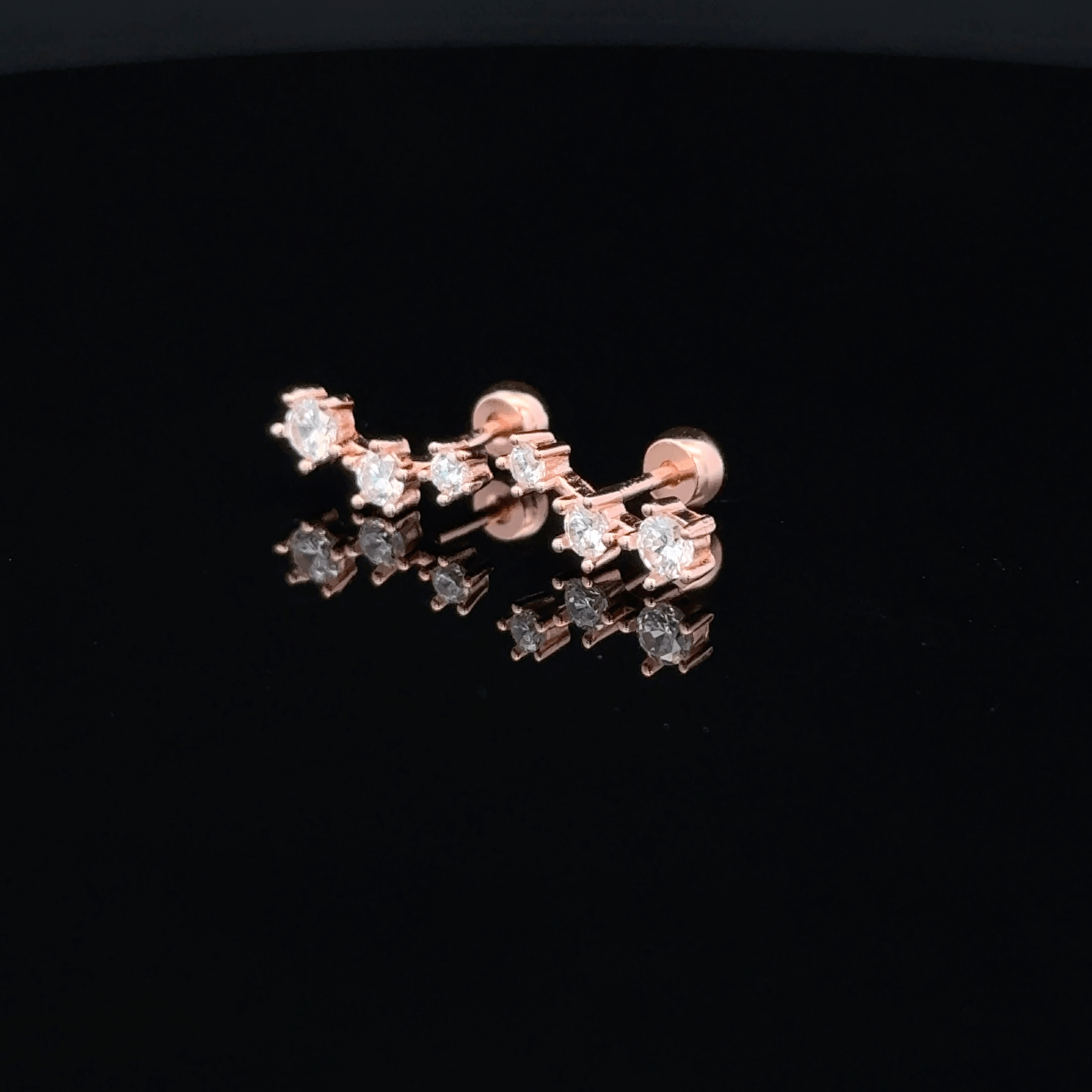 Rosegold Three Stone Second Stud