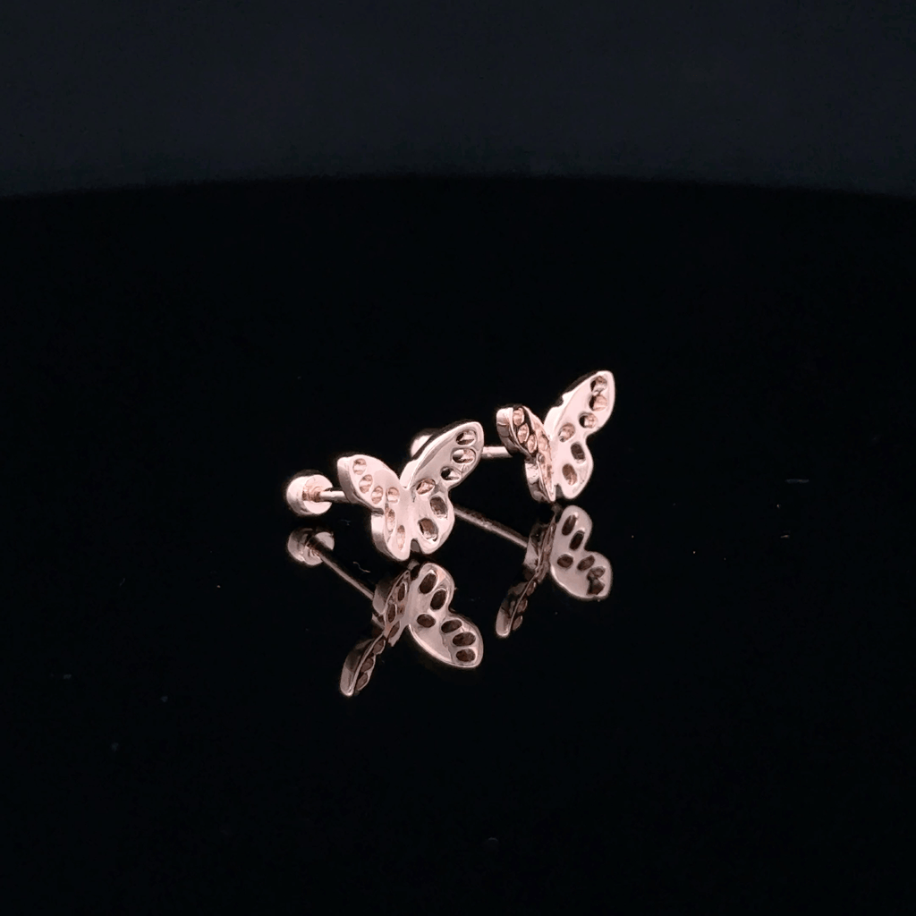 Rose gold Butterfly second stud