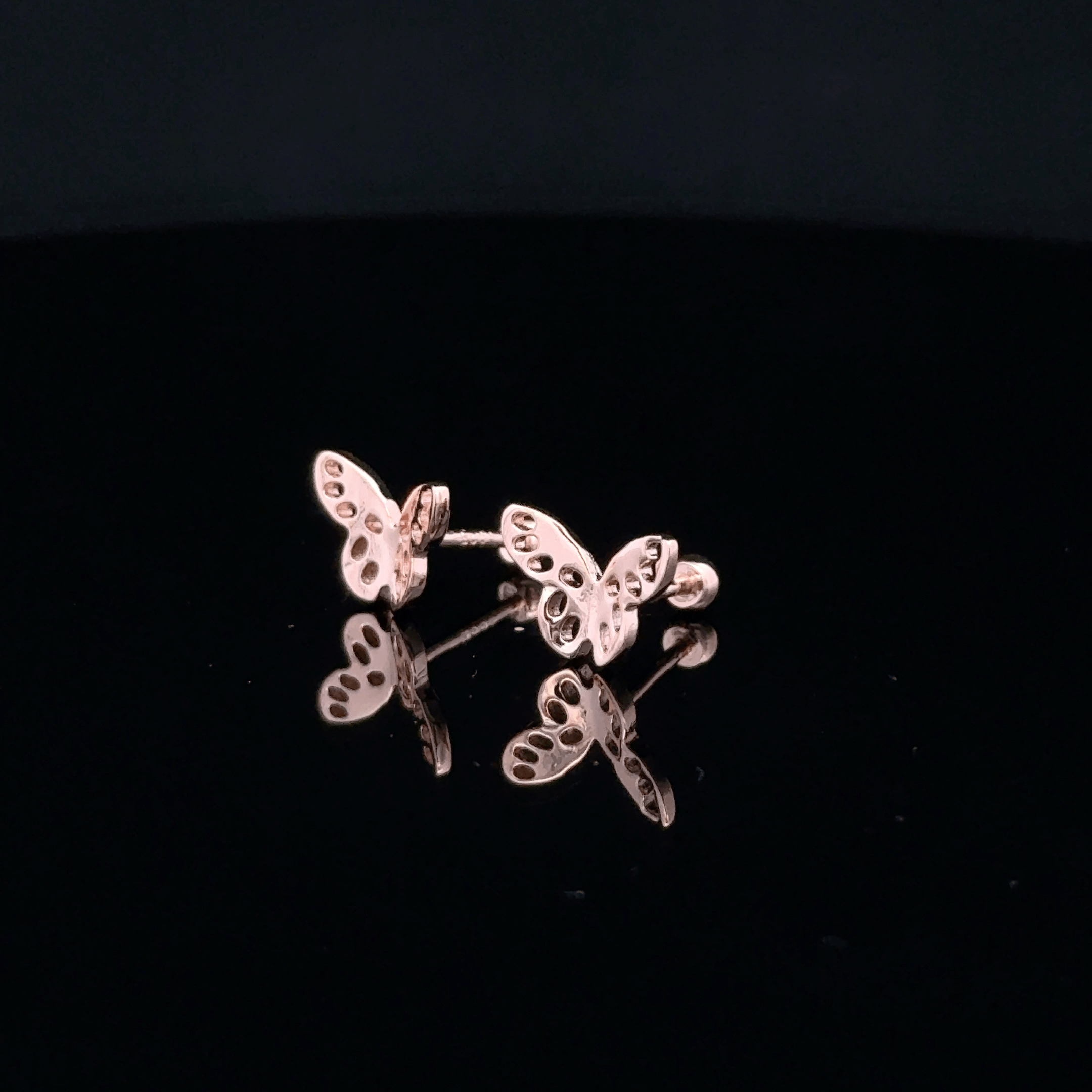 Rose gold Butterfly second stud