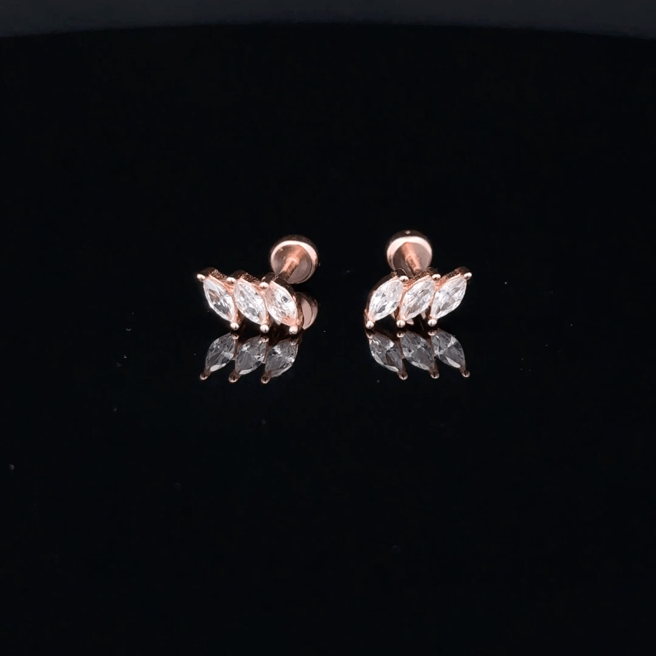 Rosegold Three Stone Second Stud