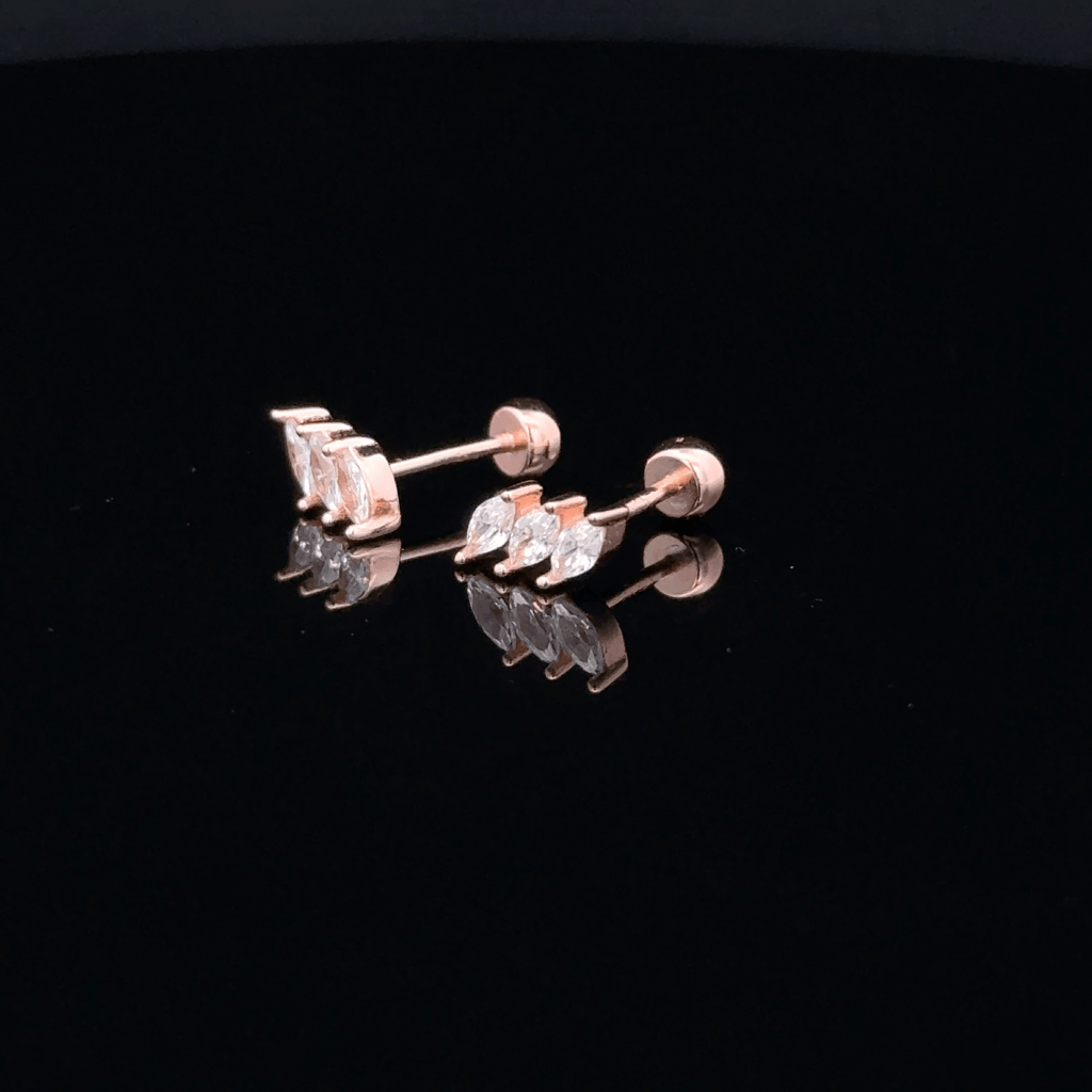 Rosegold Three Stone Second Stud