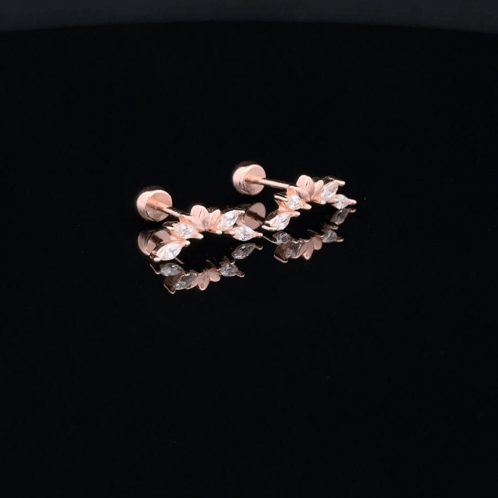Rosegold Leaf Curve Second Stud