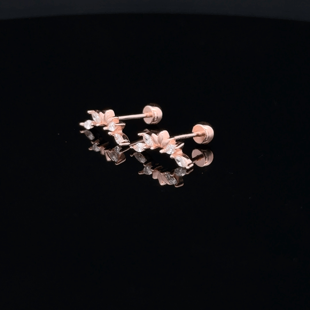 Rosegold Leaf Curve Second Stud