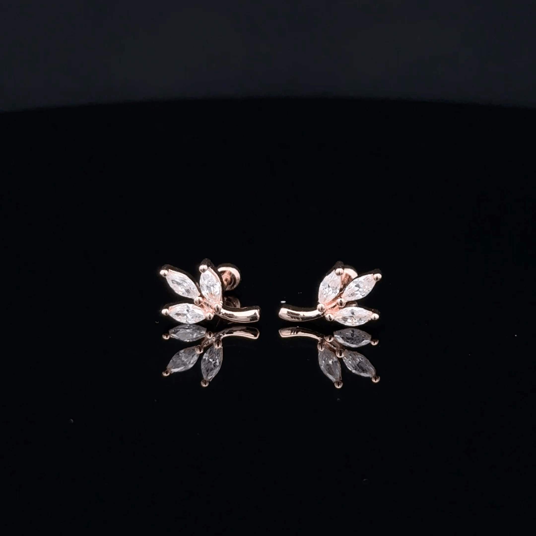 Rosegold Three Leaf Second Stud