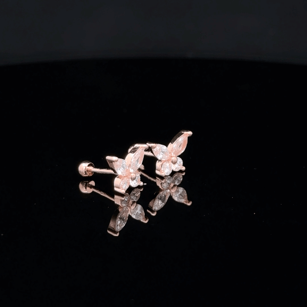 Rose gold Butterfly second stud