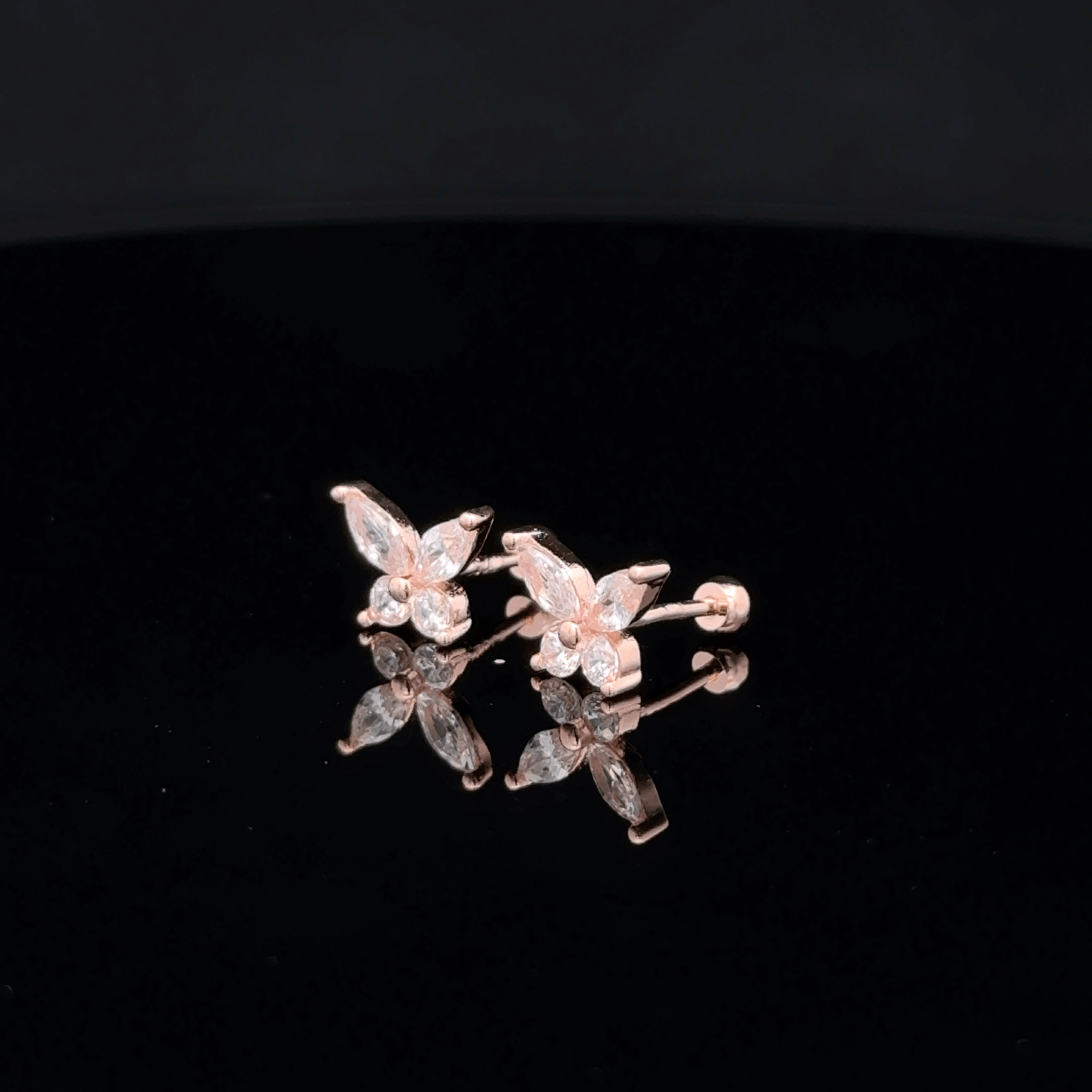 Rose gold Butterfly second stud