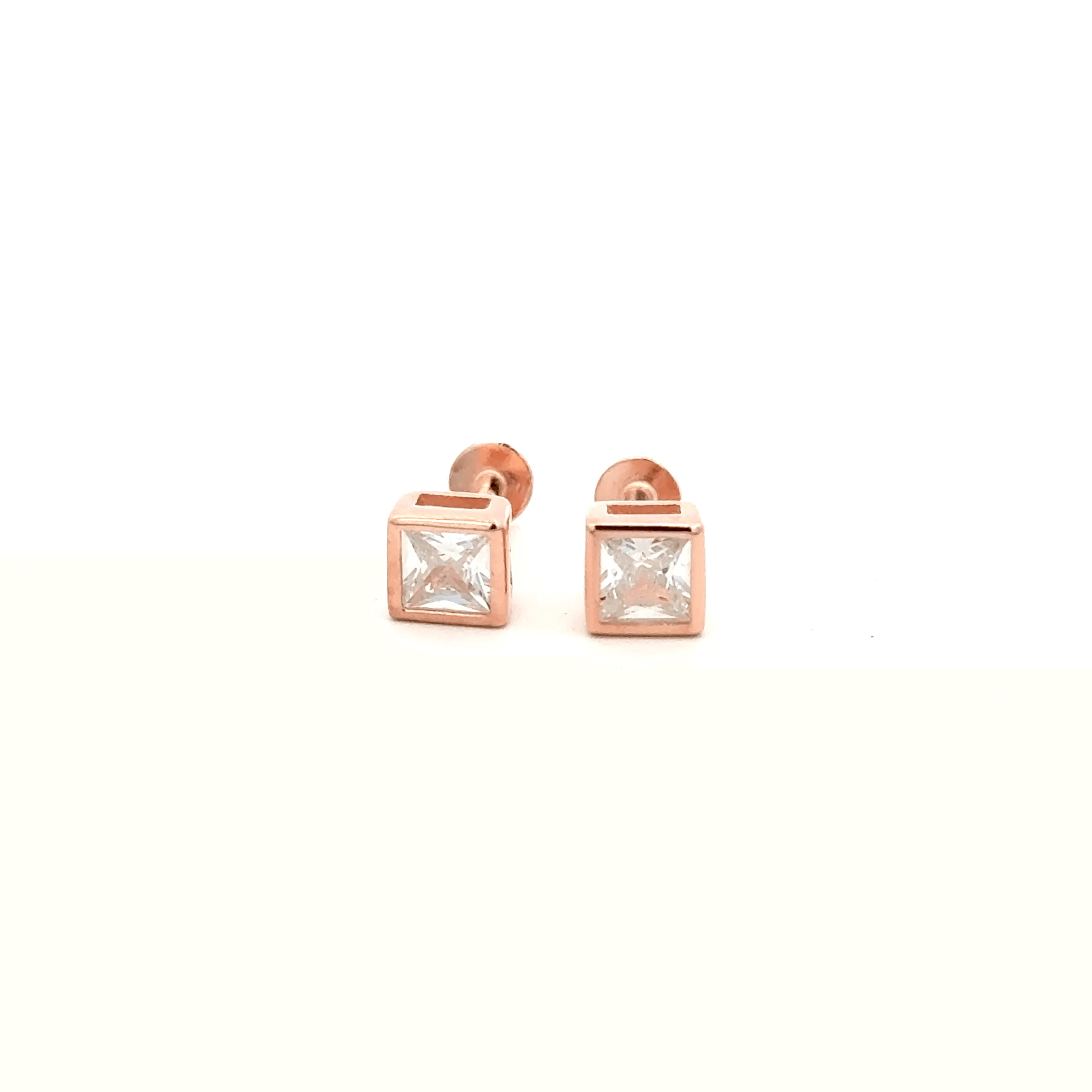 Square White Stone Stud