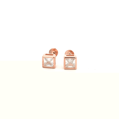 Square White Stone Stud
