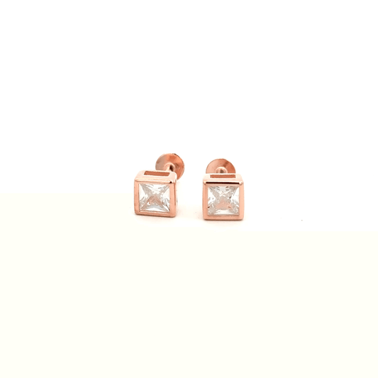 Square White Stone Stud
