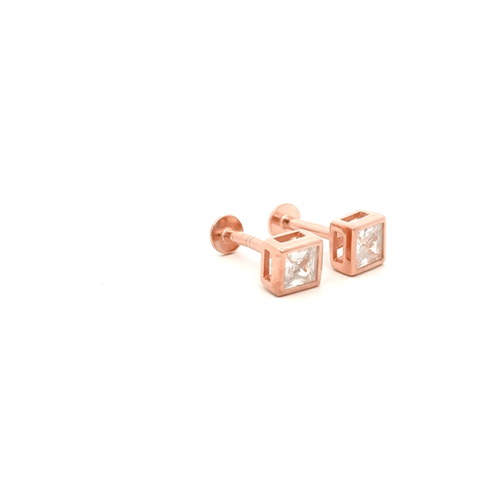 Square White Stone Stud