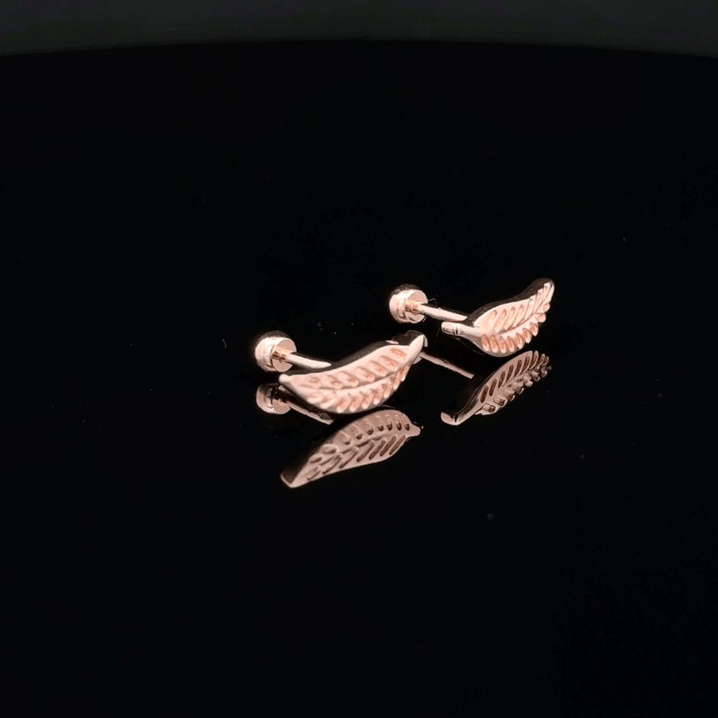 Rose gold Leaf second stud