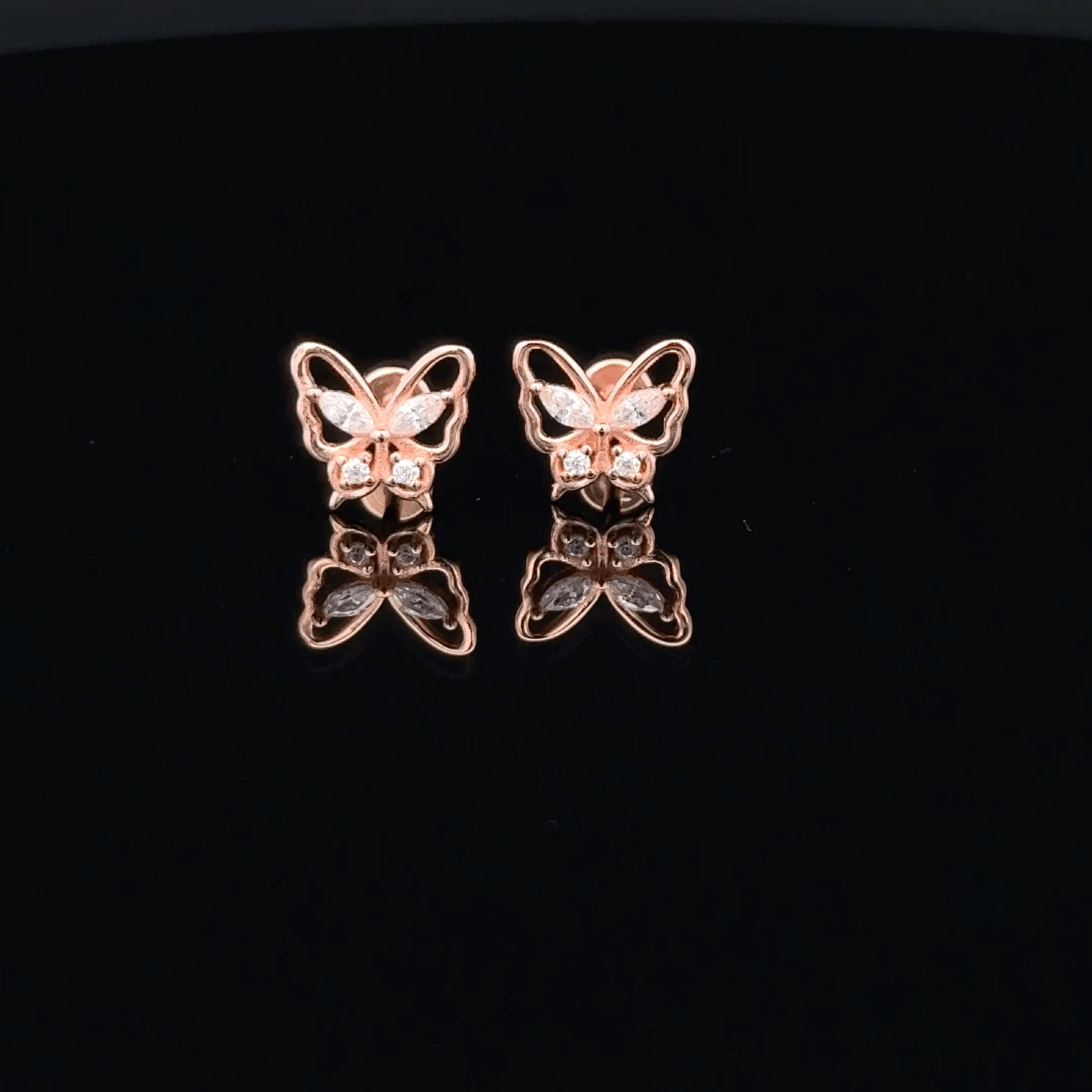 Rose gold Butterfly second stud