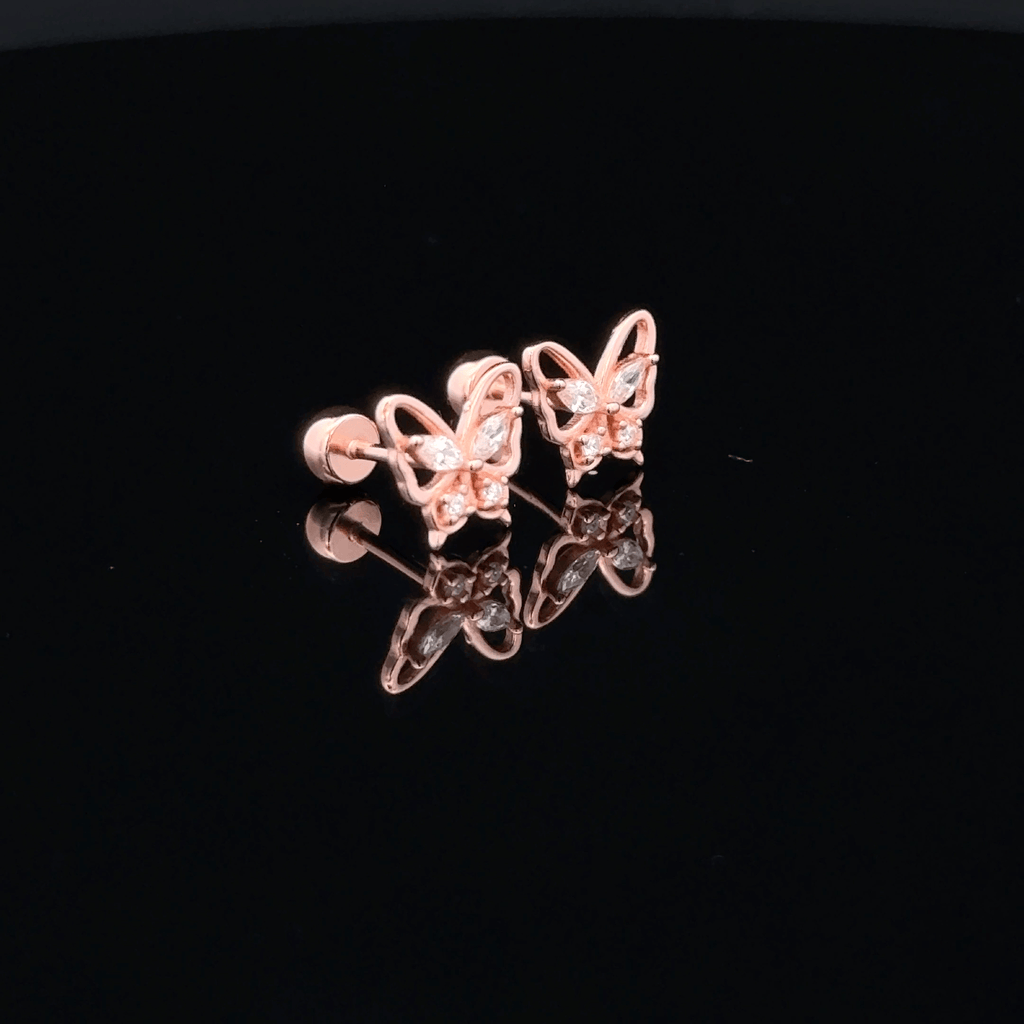 Rose gold Butterfly second stud