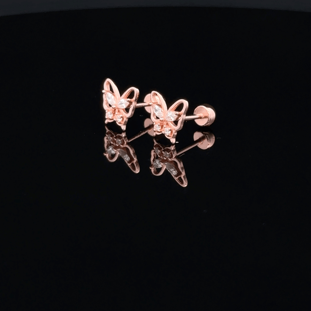 Rose gold Butterfly second stud