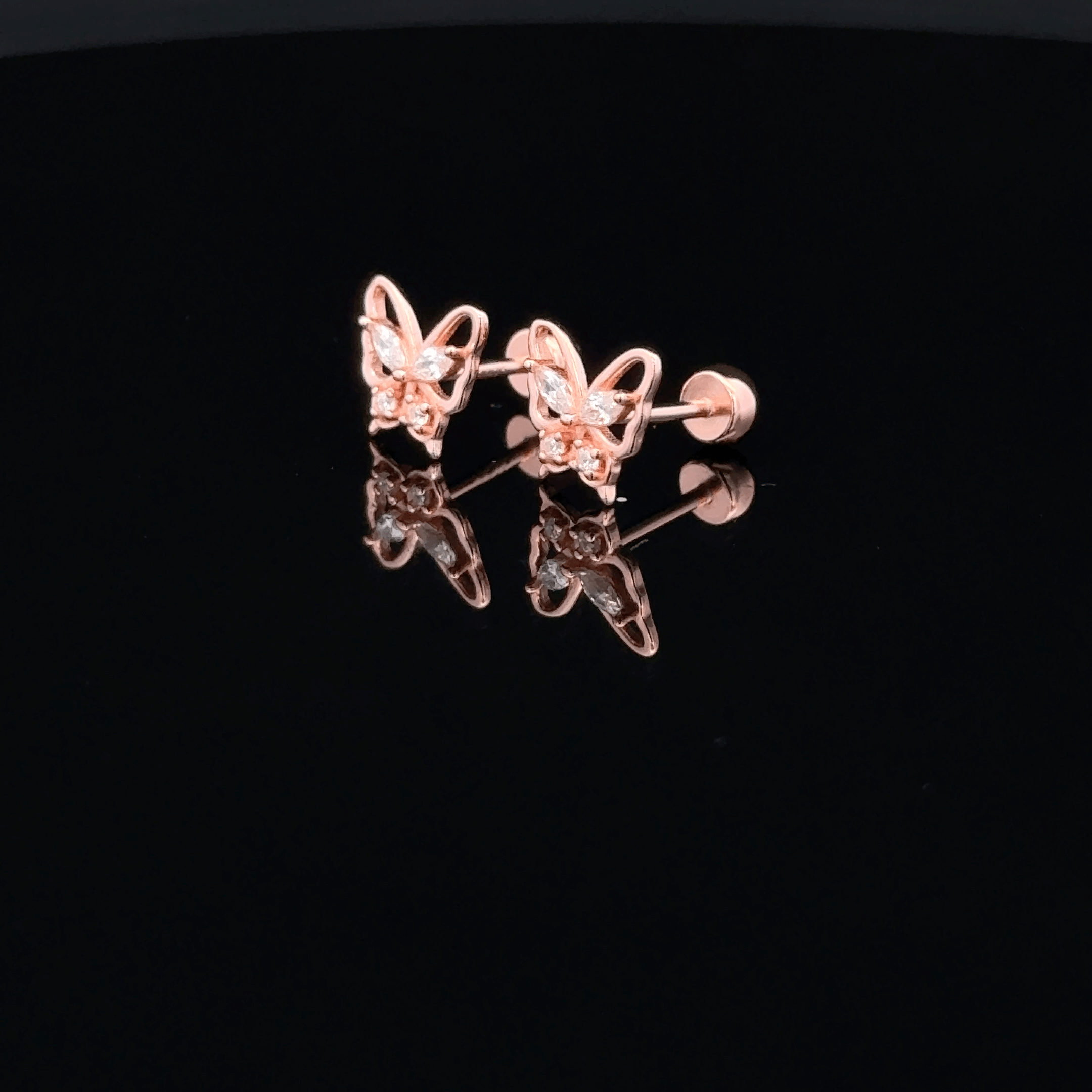 Rose gold Butterfly second stud