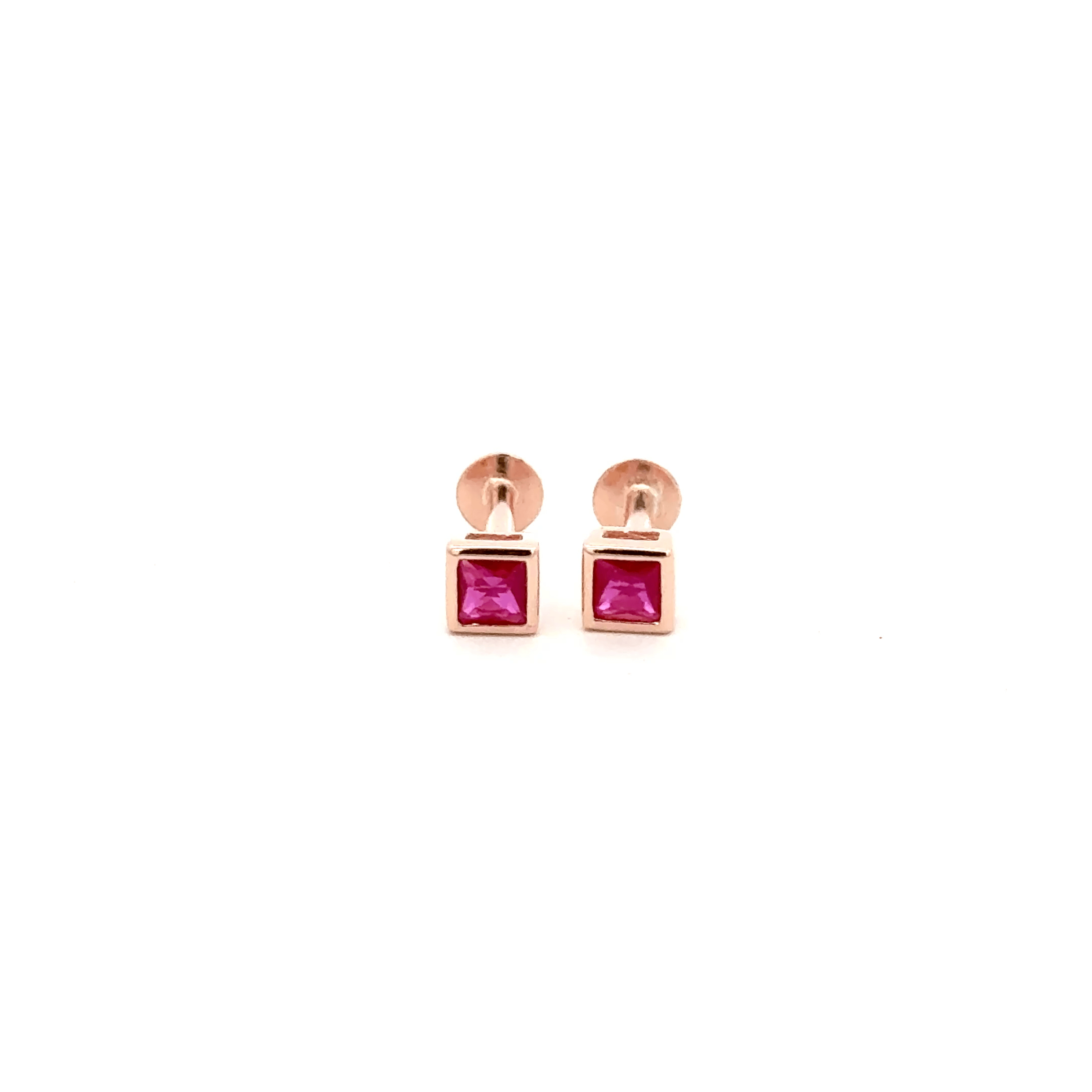 Pink Square Stone Stud