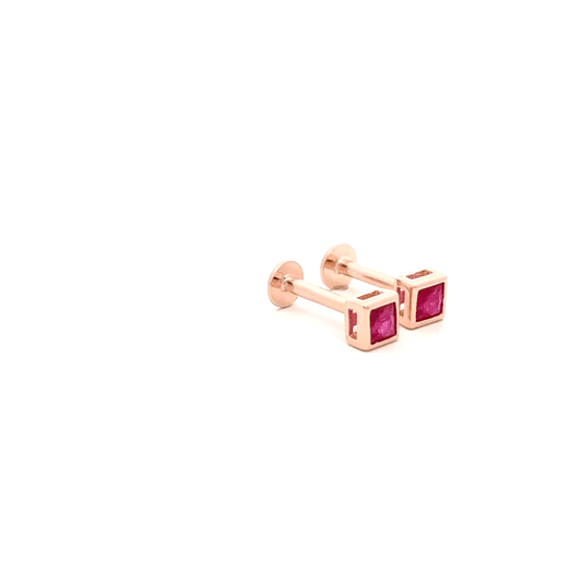 Pink Square Stone Stud