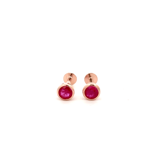 Round Pink Stone Stud