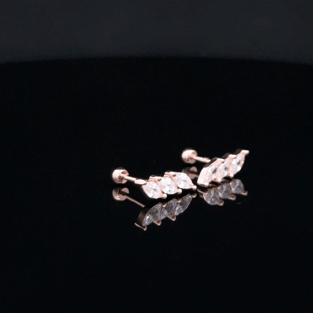 Rosegold 3 Stone Second Stud