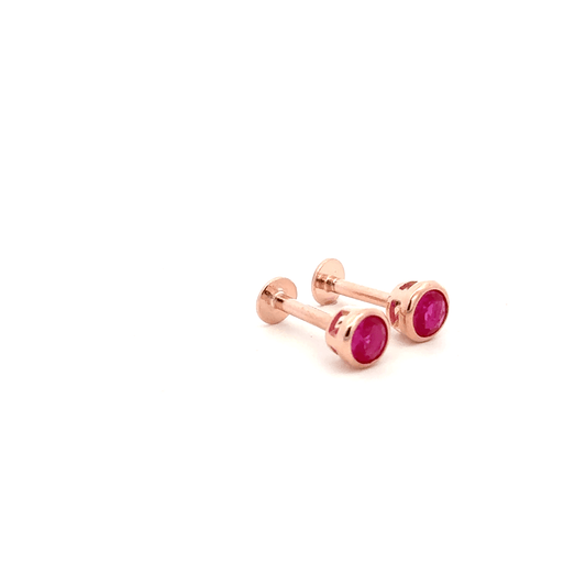 Round Pink Stone Stud