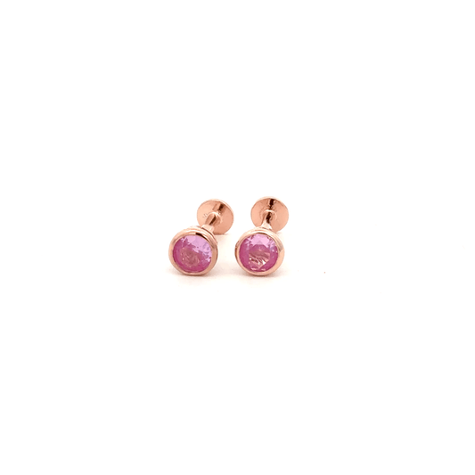 Pink Stone Round Stud