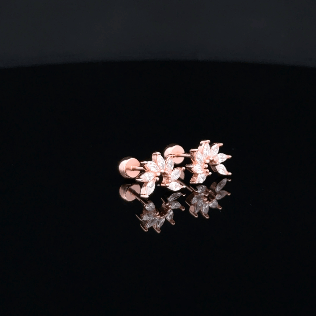 Rosegold Curve Leaf Second Stud