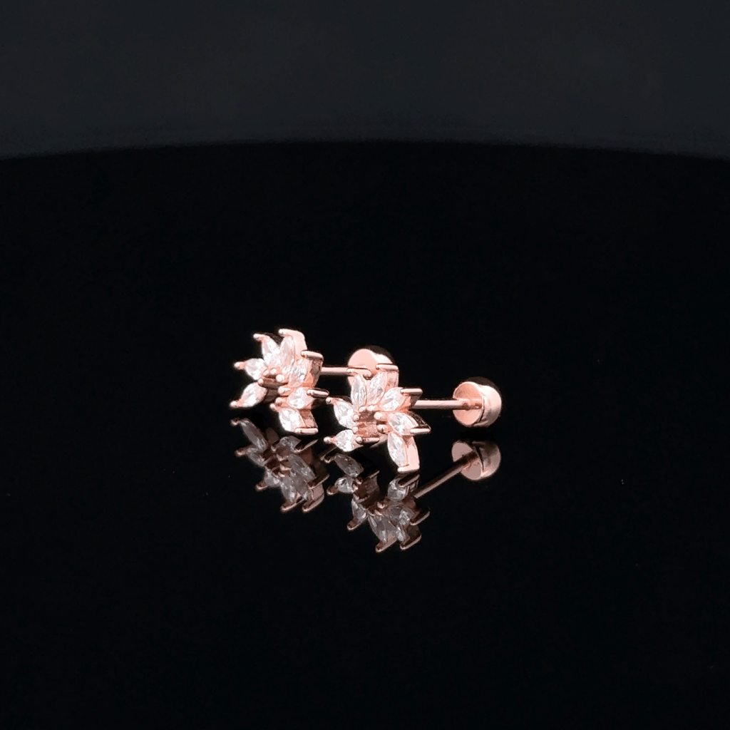 Rosegold Curve Leaf Second Stud