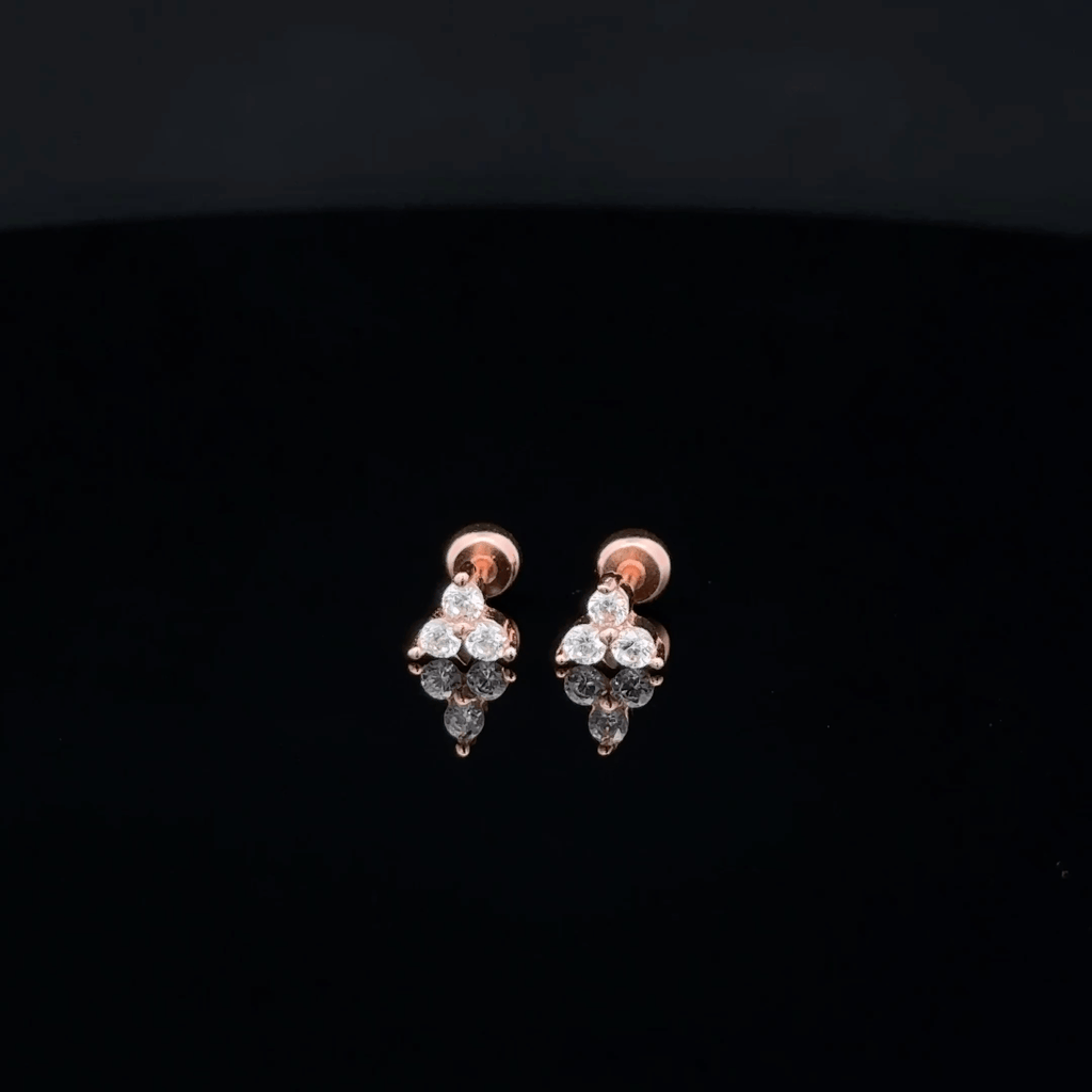 Rosegold Three Stone Second Stud