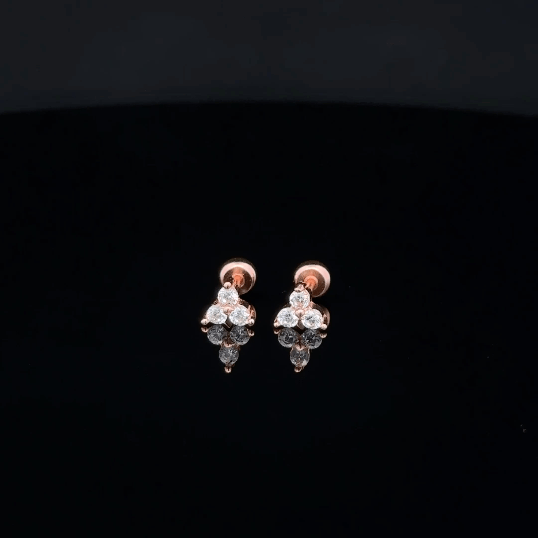 Rosegold Three Stone Second Stud