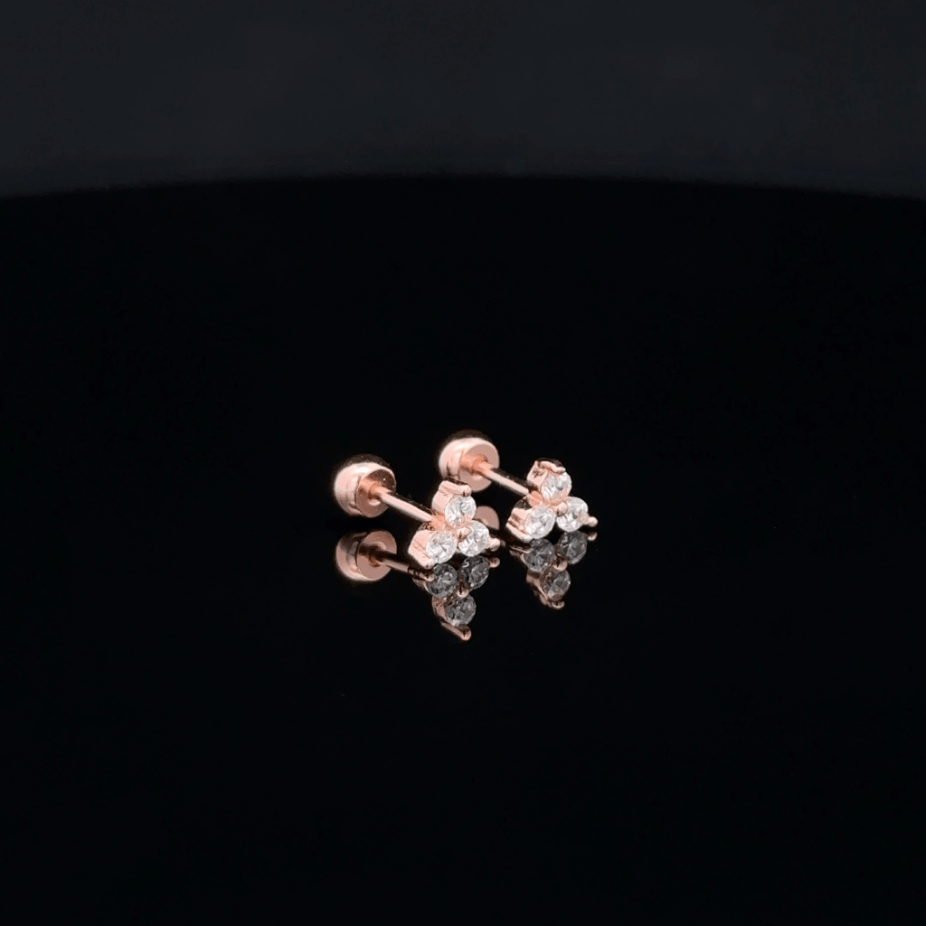 Rosegold Three Stone Second Stud