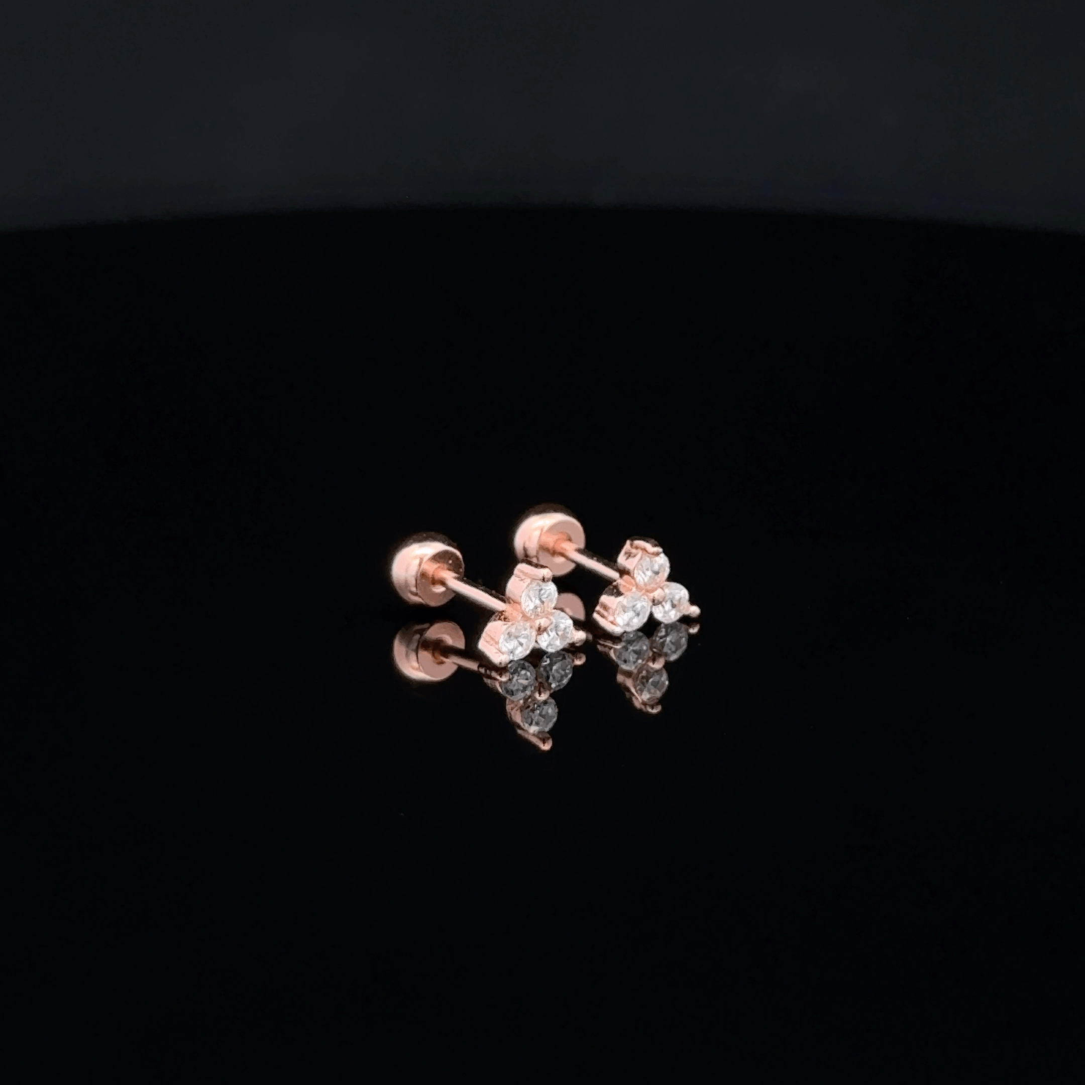 Rosegold Three Stone Second Stud