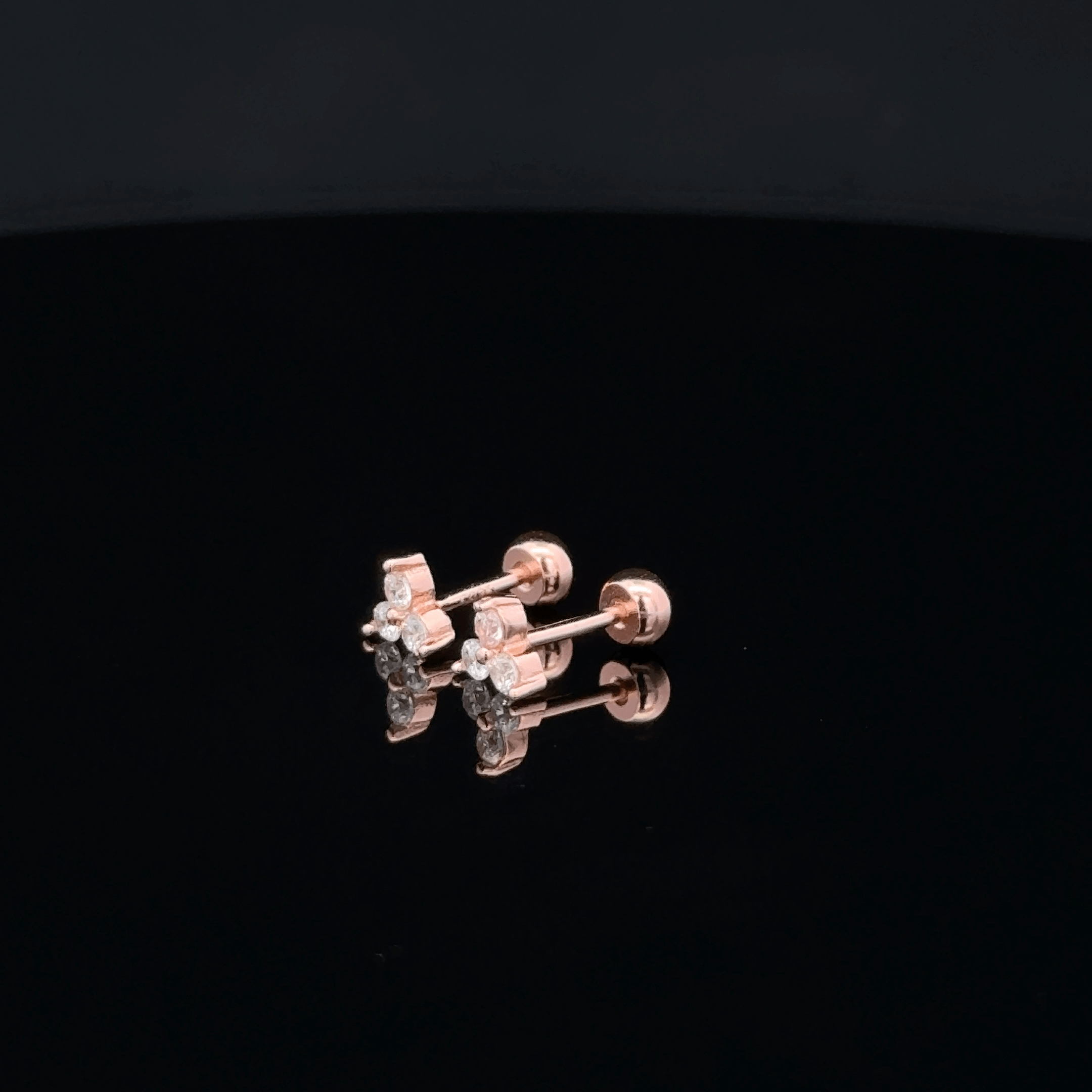 Rosegold Three Stone Second Stud