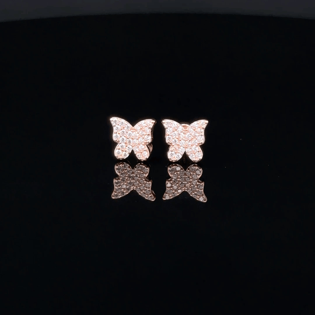 Rose gold Butterfly second stud