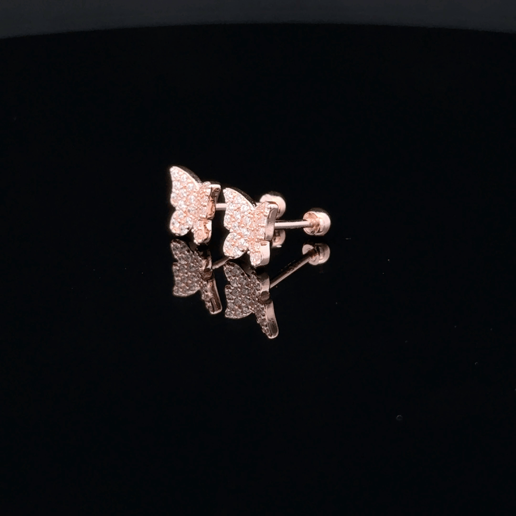 Rose gold Butterfly second stud