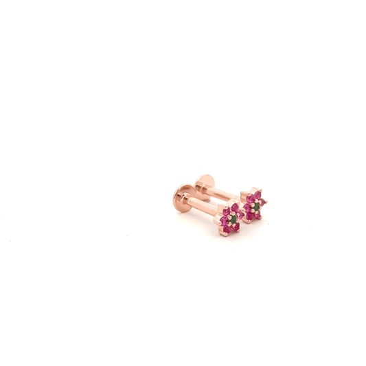 Floral green stone stud