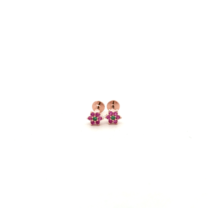 Floral green stone stud