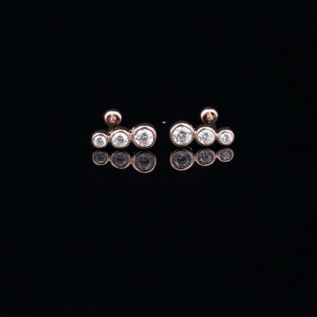 Rosegold 3 Stone Second Stud