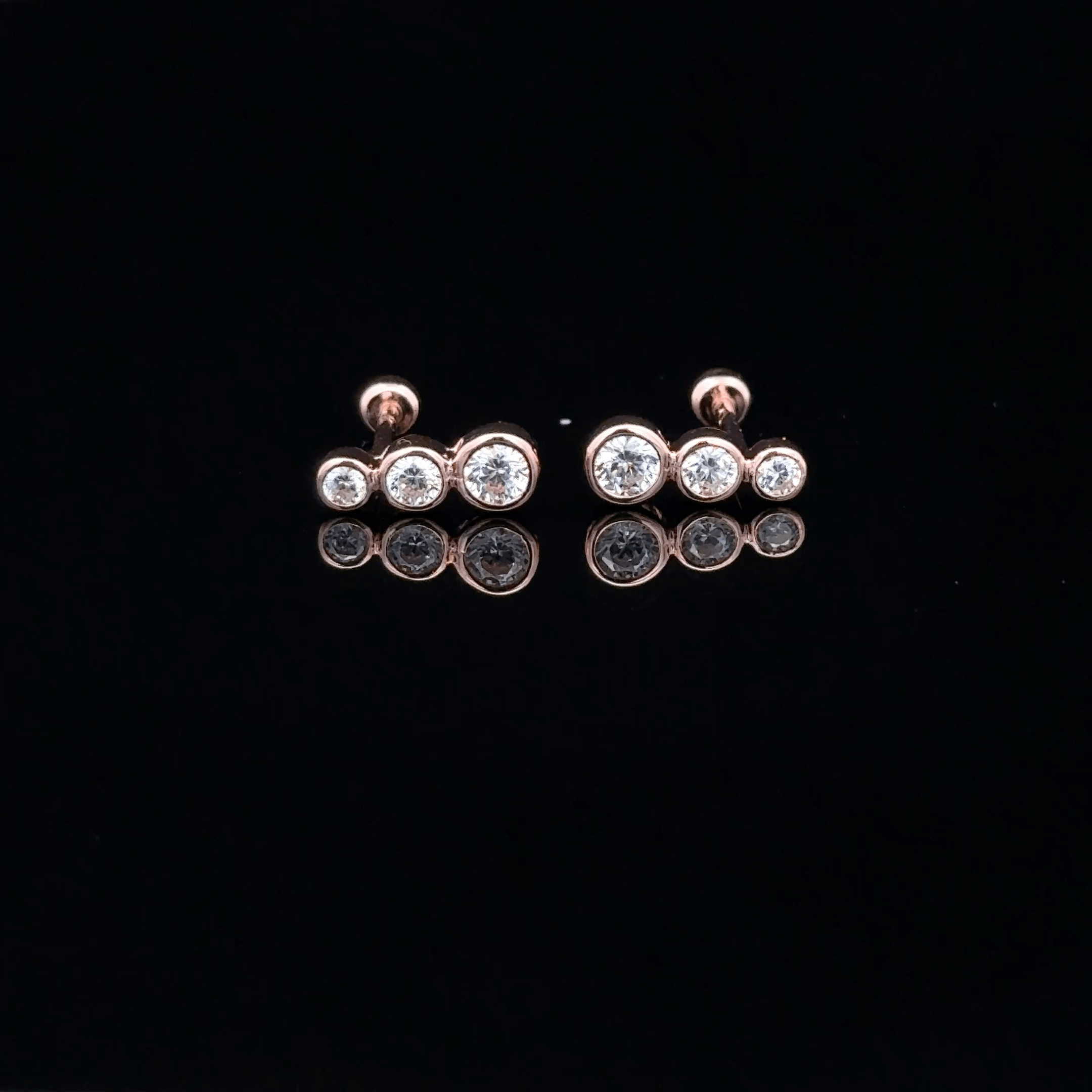 Rosegold 3 Stone Second Stud