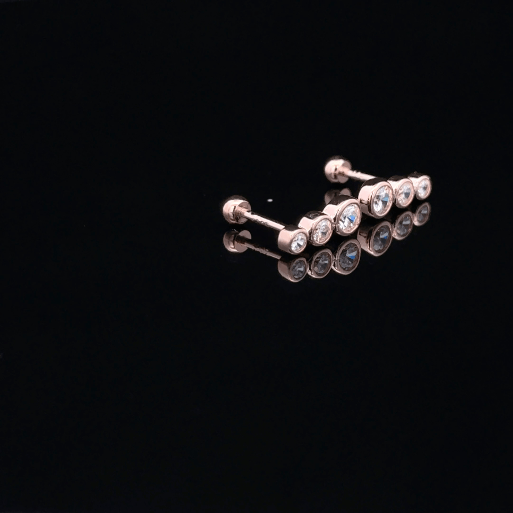 Rosegold 3 Stone Second Stud